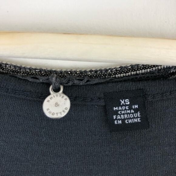Anthropologie Knitted Knotted Test Pattern Black Silver Dress Size XS - Picture 6 of 8